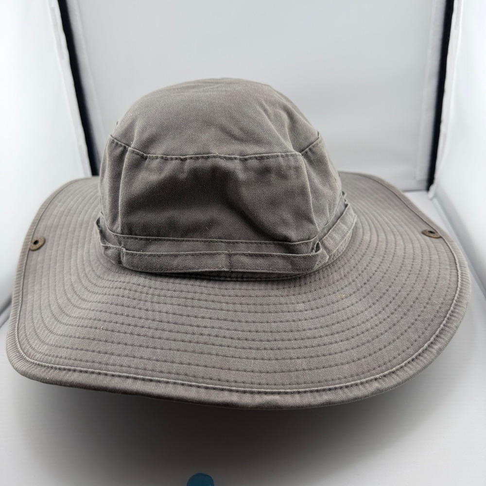 Washed Gray Boonie Hat Wide Brim Chin Cord Safari Hiking Gorpcore Outdoor Cap